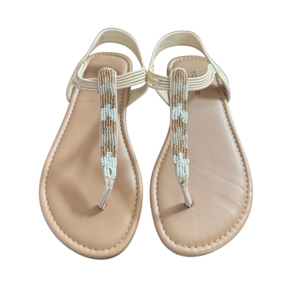 Torrid Embellished 4S Tan Beaded Stretch Thong Sandals/Shoes Size 8 - Picture 3 of 6